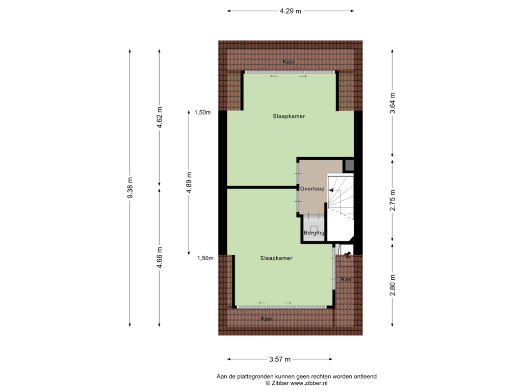 View floorplan of Tweede verdieping of Reigerskamp 72-A