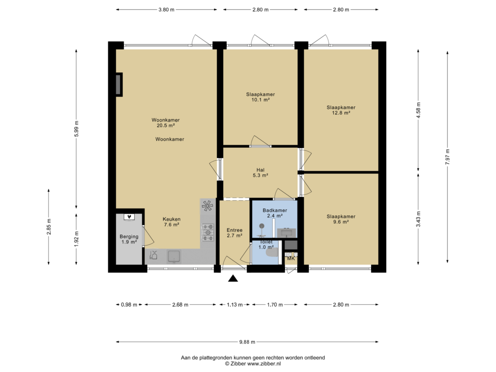 Bekijk plattegrond van Begane Grond van Jan Th. Tooroplaan 81