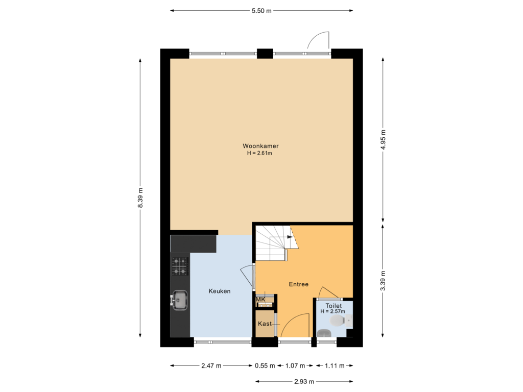 Bekijk plattegrond van Begane grond van Ambachtenlaan 77