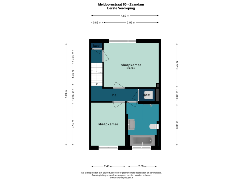 Bekijk plattegrond van EERSTE VERDIEPING van Meidoornstraat 60