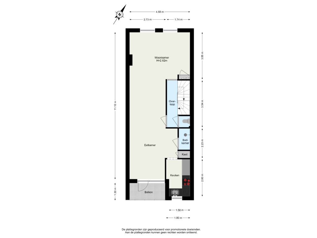 Bekijk plattegrond van 1ste Verdieping van Schieveenstraat 44