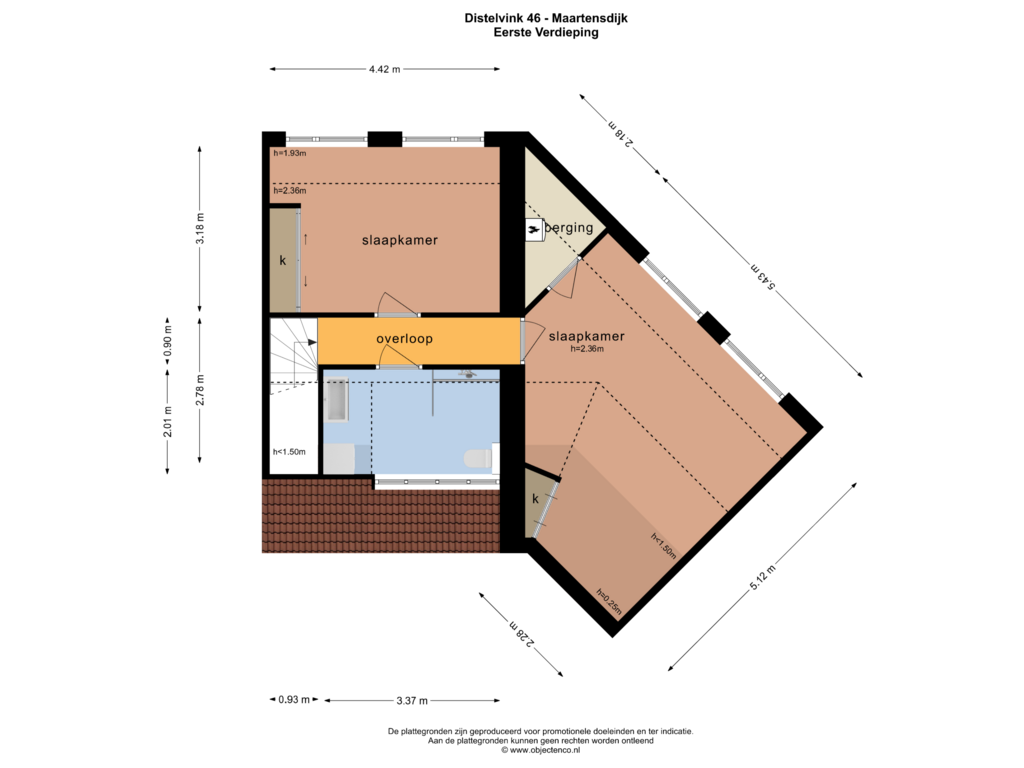 Bekijk plattegrond van EERSTE VERDIEPING van Distelvink 46