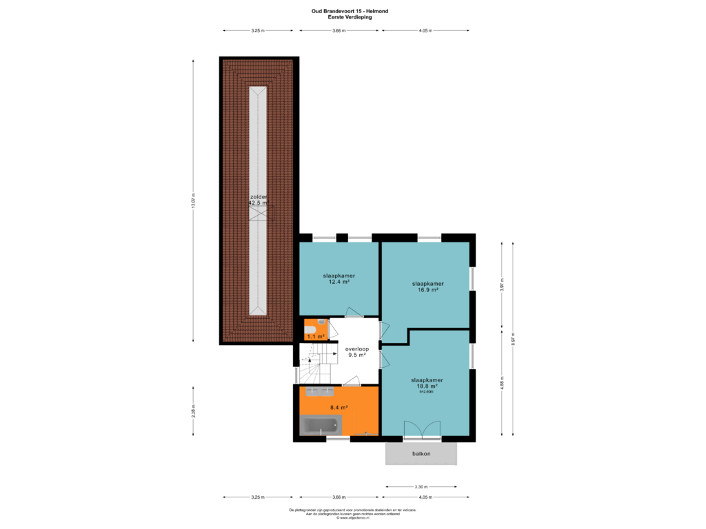 Bekijk plattegrond van EERSTE VERDIEPING van Oud Brandevoort 15