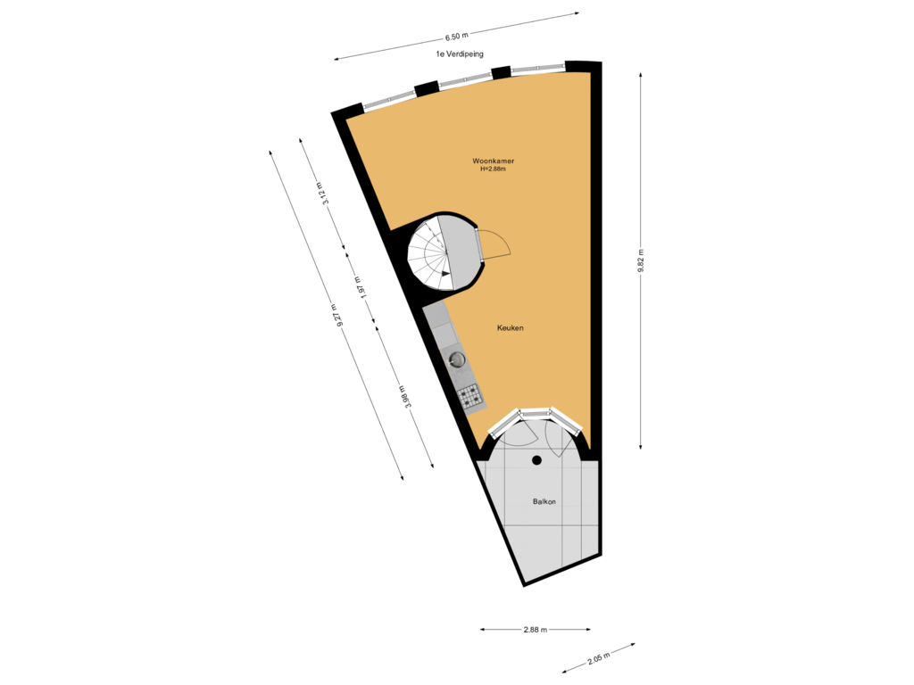 View floorplan of 1e Verdieping of Bocht van Guinea 11