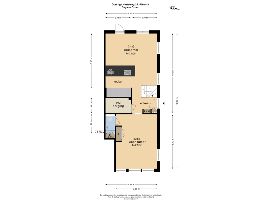 View floorplan of BEGANE GROND of Dorstige Hartsteeg 29