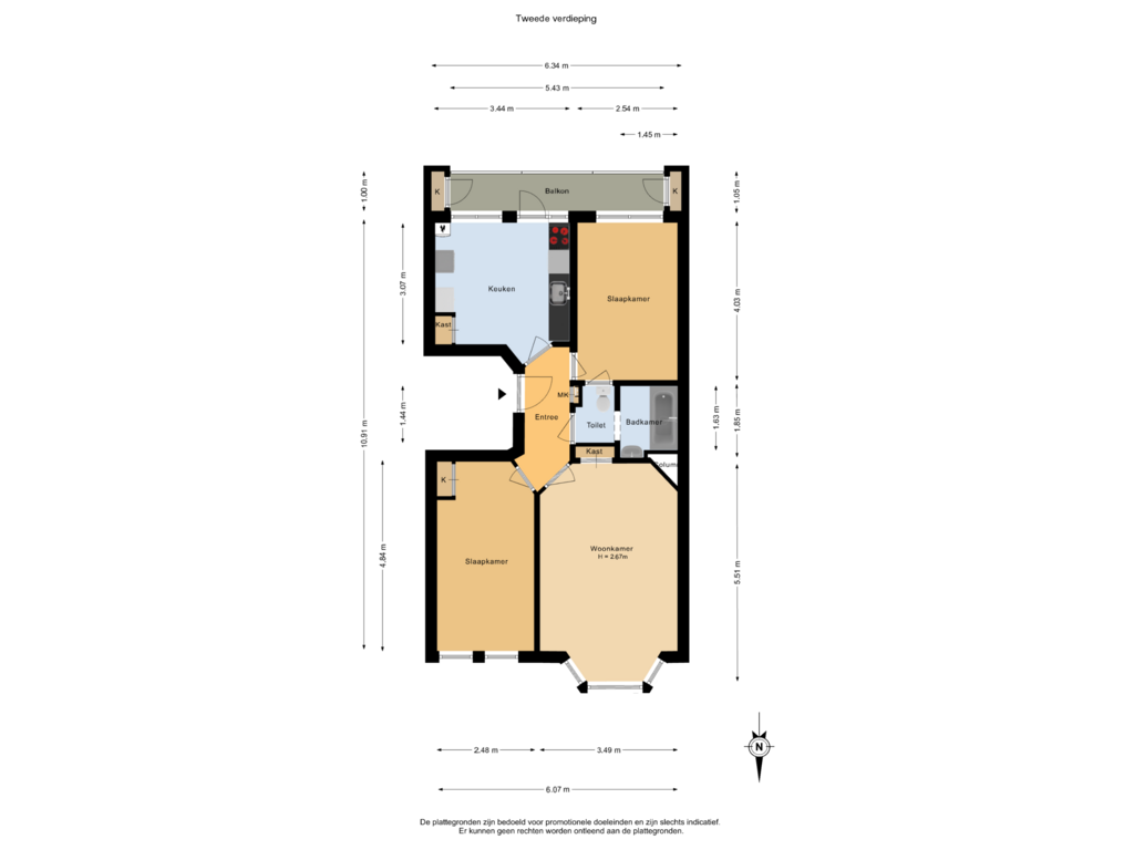 Bekijk plattegrond van Tweede verdieping van Abbenesstraat 19-2