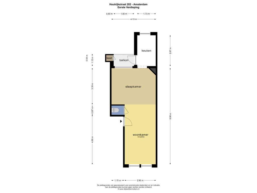 View floorplan of EERSTE VERDIEPING of Houtrijkstraat 202