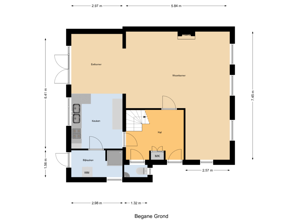 Bekijk plattegrond van Begane Grond van Dwarssteeg 7