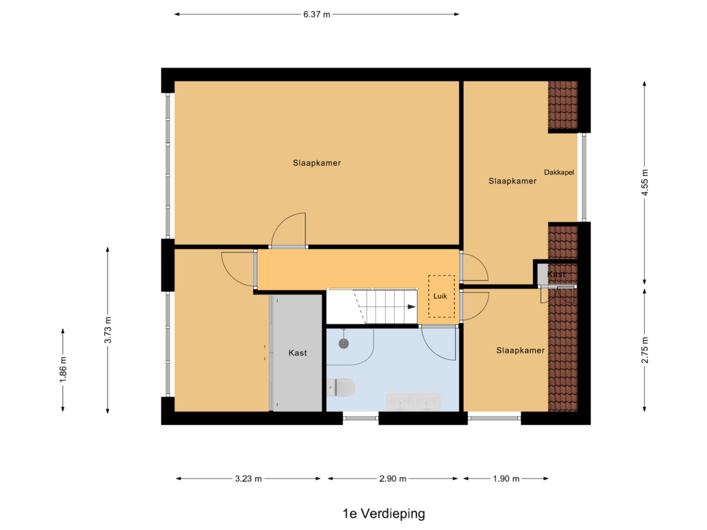 Bekijk plattegrond van 1e Verdieping van Dwarssteeg 7