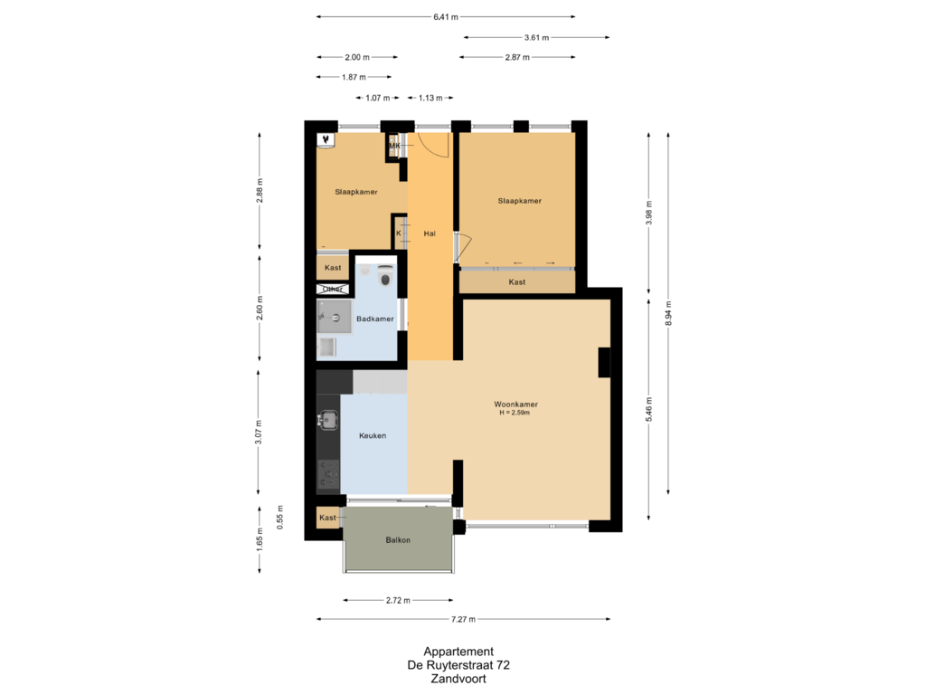 View floorplan of Appartement of de Ruyterstraat 72