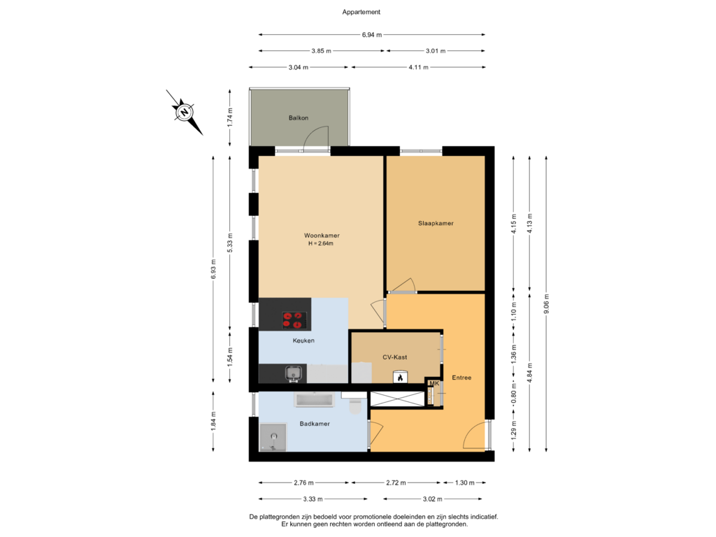 View floorplan of Appartement of Ambonstraat 98