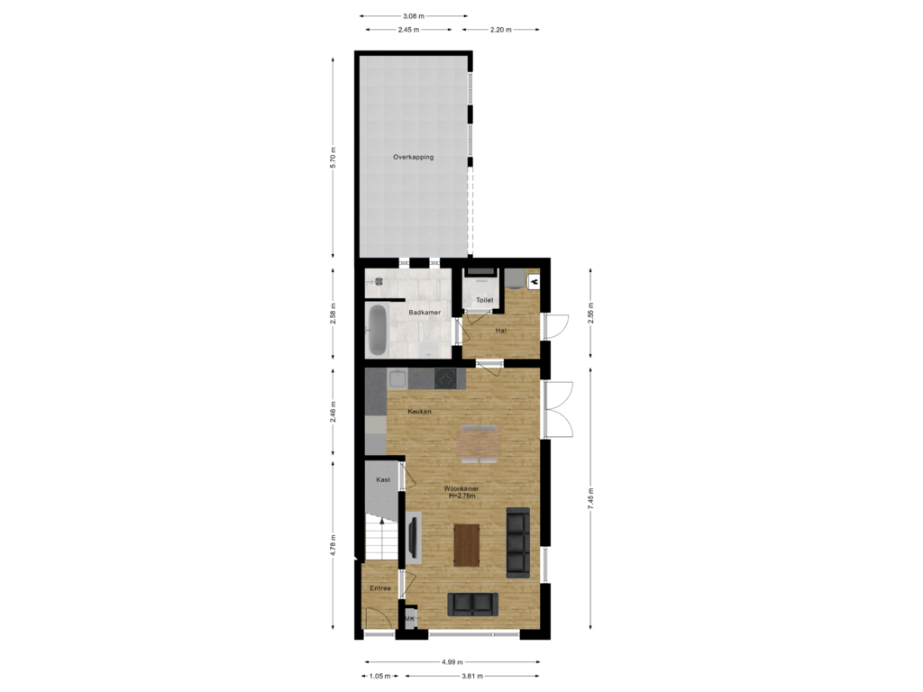 View floorplan of Begane grond of Strabrecht 51