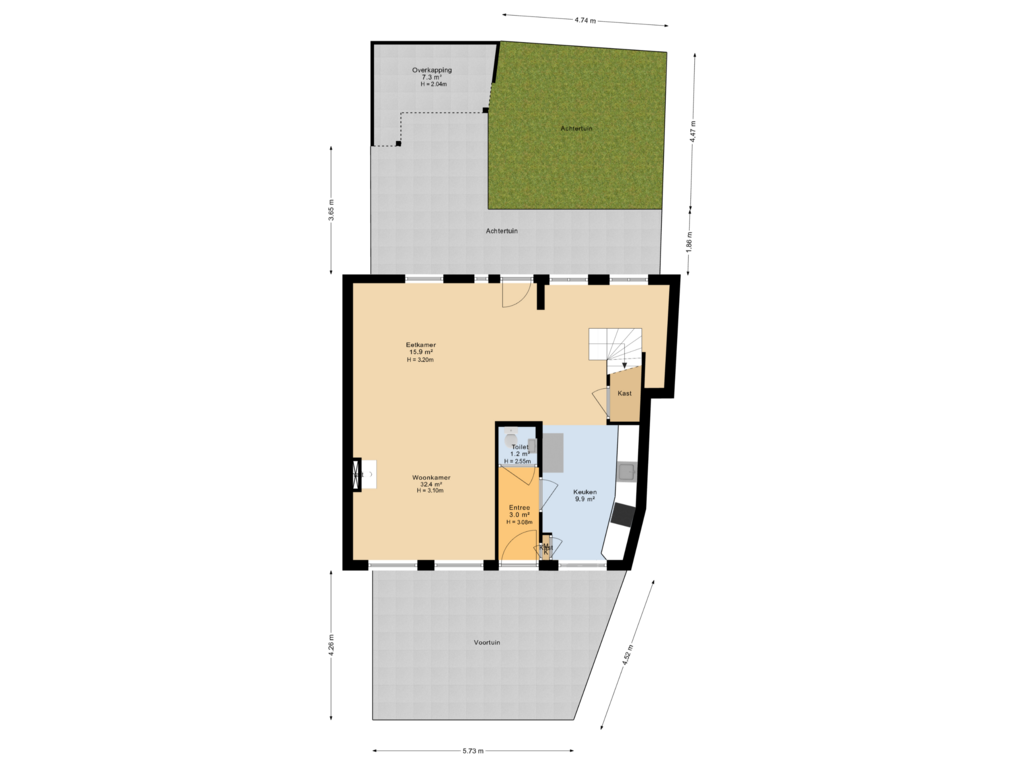 Bekijk plattegrond van Situatie van Achter de Hoven 11