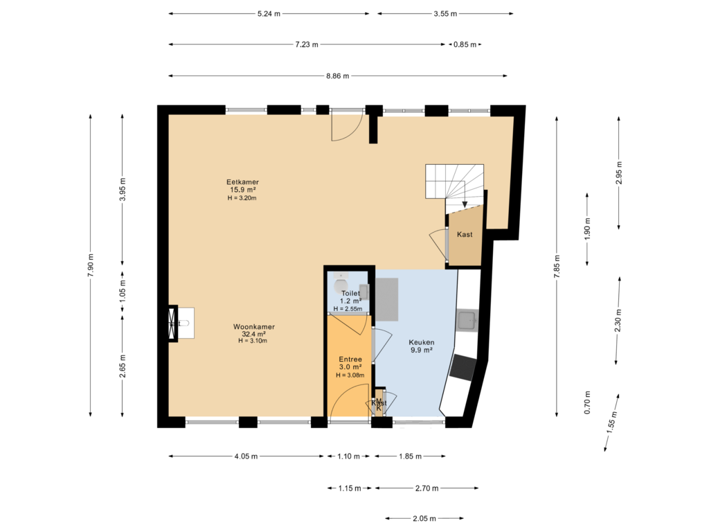 Bekijk plattegrond van Begane grond van Achter de Hoven 11