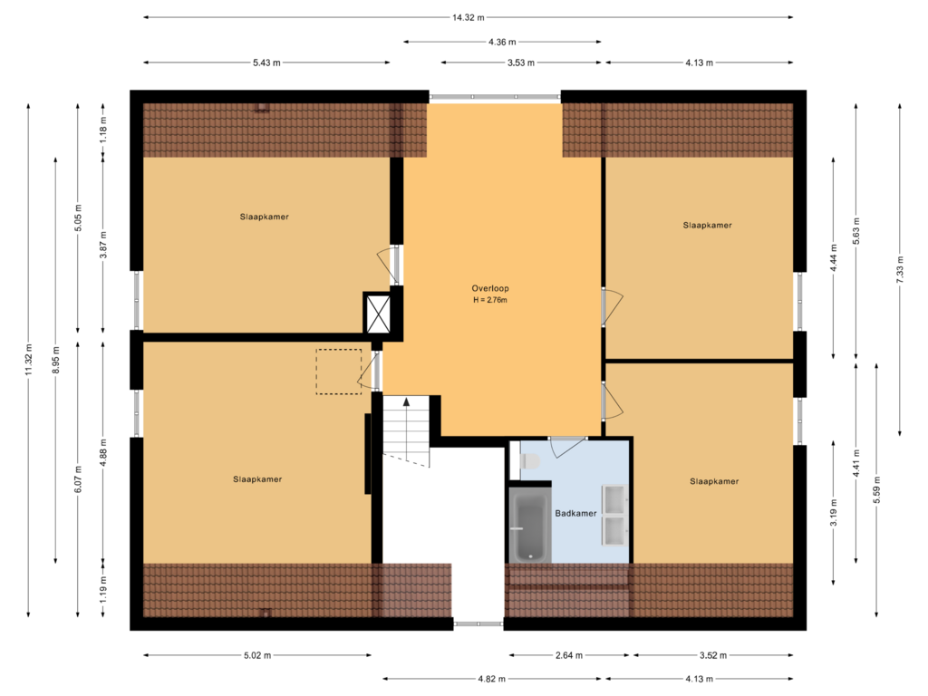 View floorplan of Eerste verdieping of Sint Janstraat 72