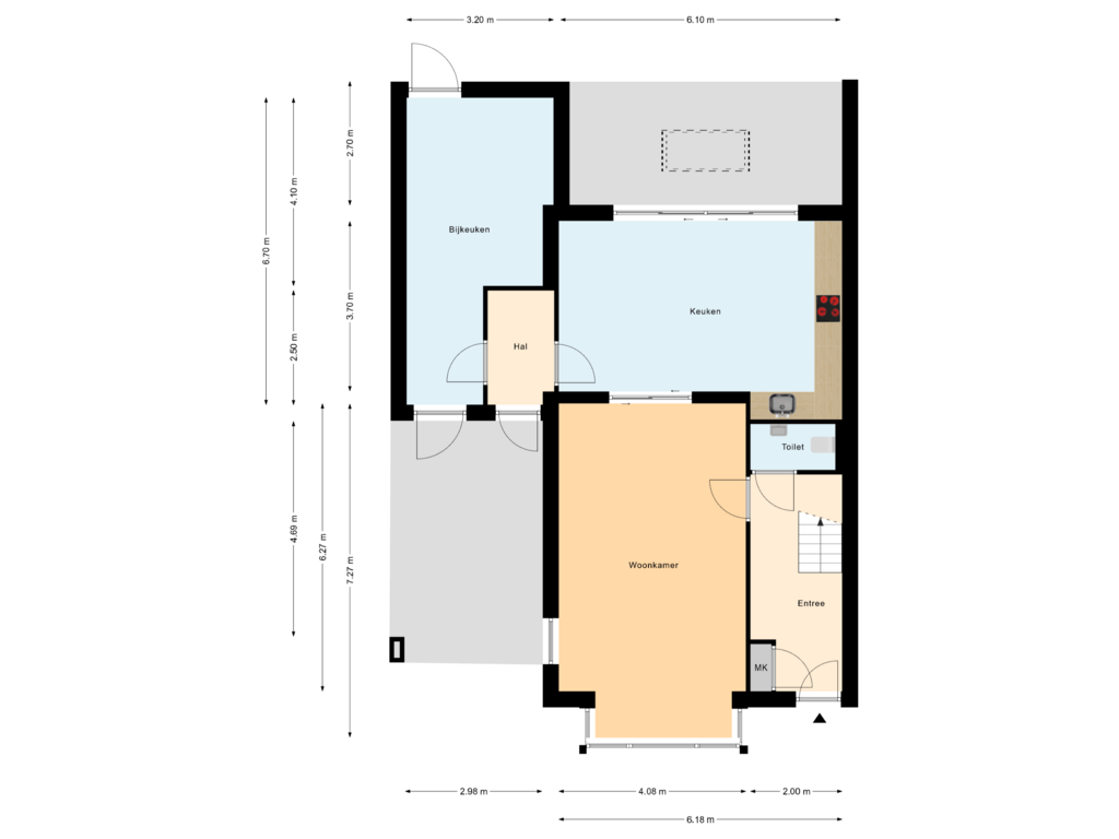 Bekijk plattegrond van Begane Grond van De Bleek 4