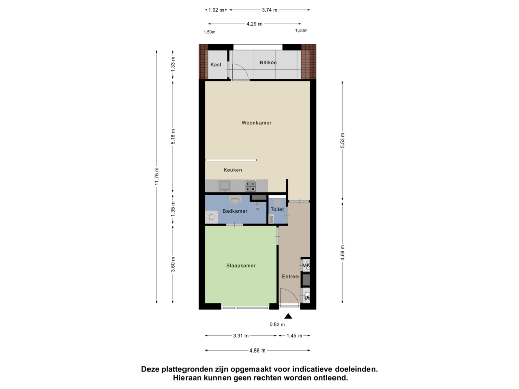 View floorplan of Appartement of Molensteeg 1-21