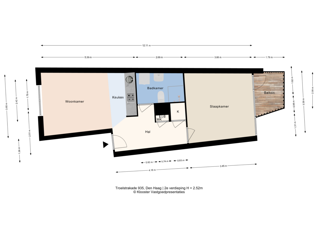 View floorplan of 2e verdieping of Troelstrakade 935