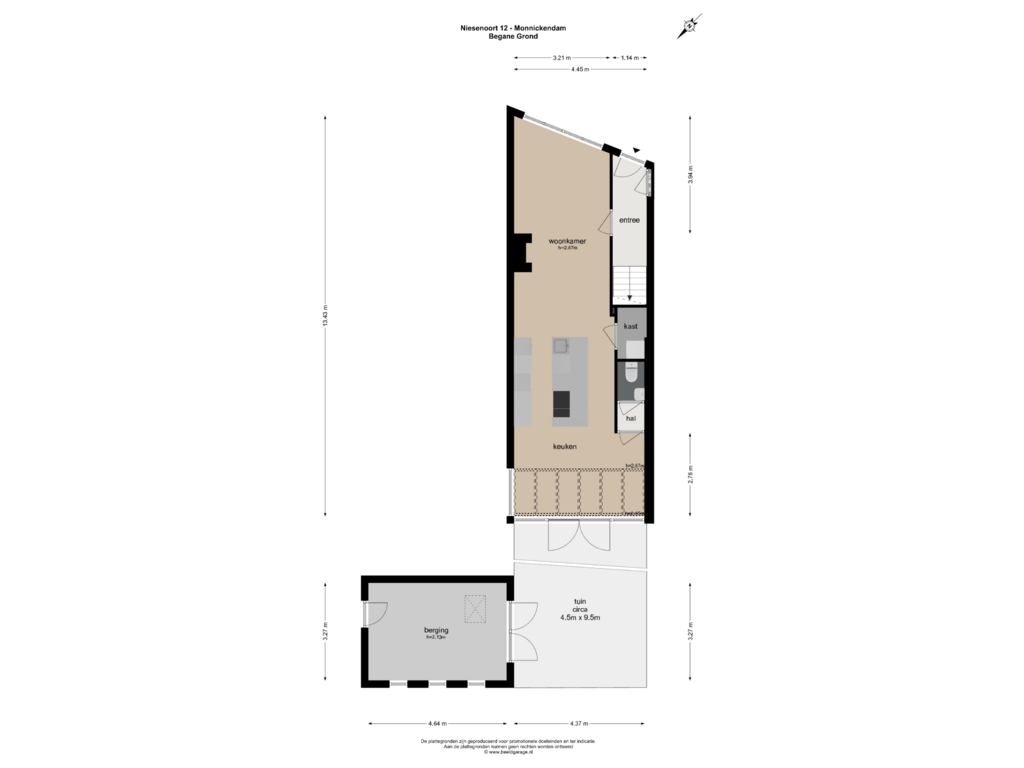 View floorplan of BEGANE GROND of Niesenoort 12