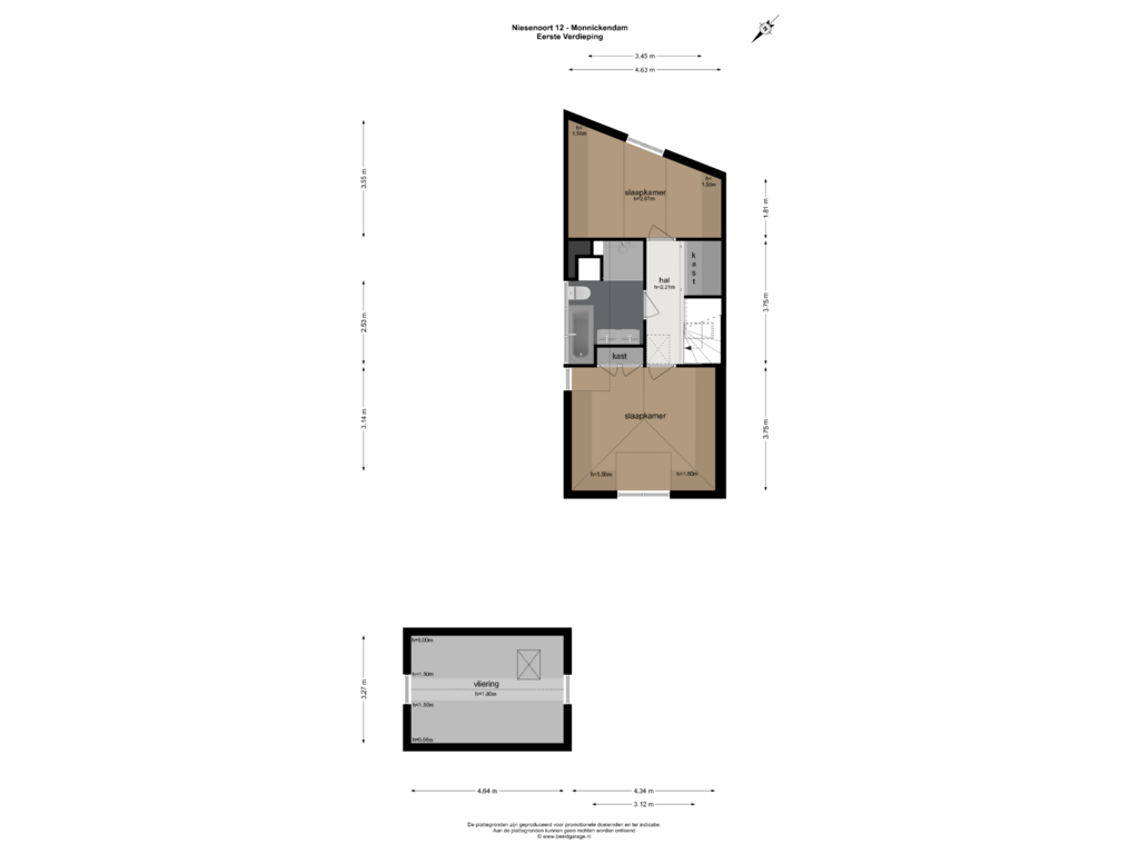 View floorplan of EERSTE VERDIEPING of Niesenoort 12