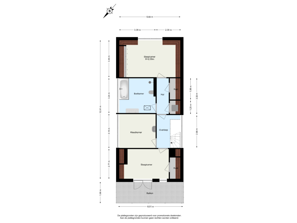 Bekijk plattegrond van 4de Verdieping van Rochussenstraat 197-B02