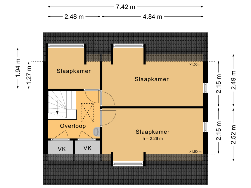 View floorplan of Tweede verdieping of Javastraat 35