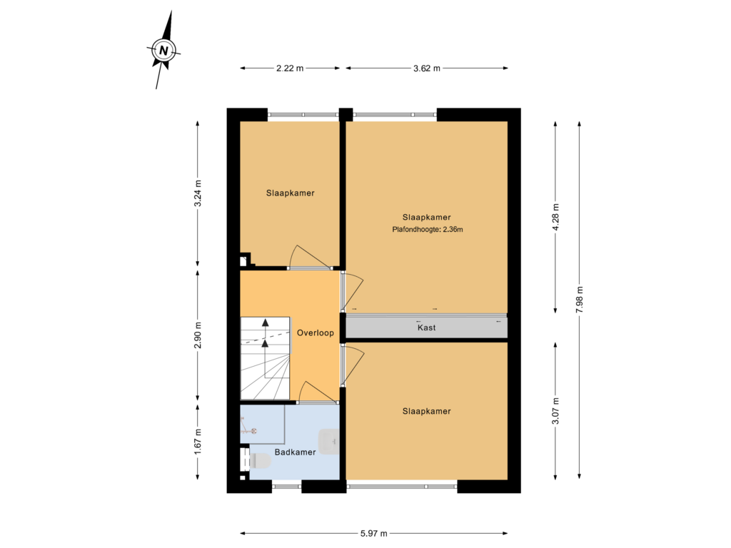 Bekijk plattegrond van 1e verdieping van Abeelstraat 23