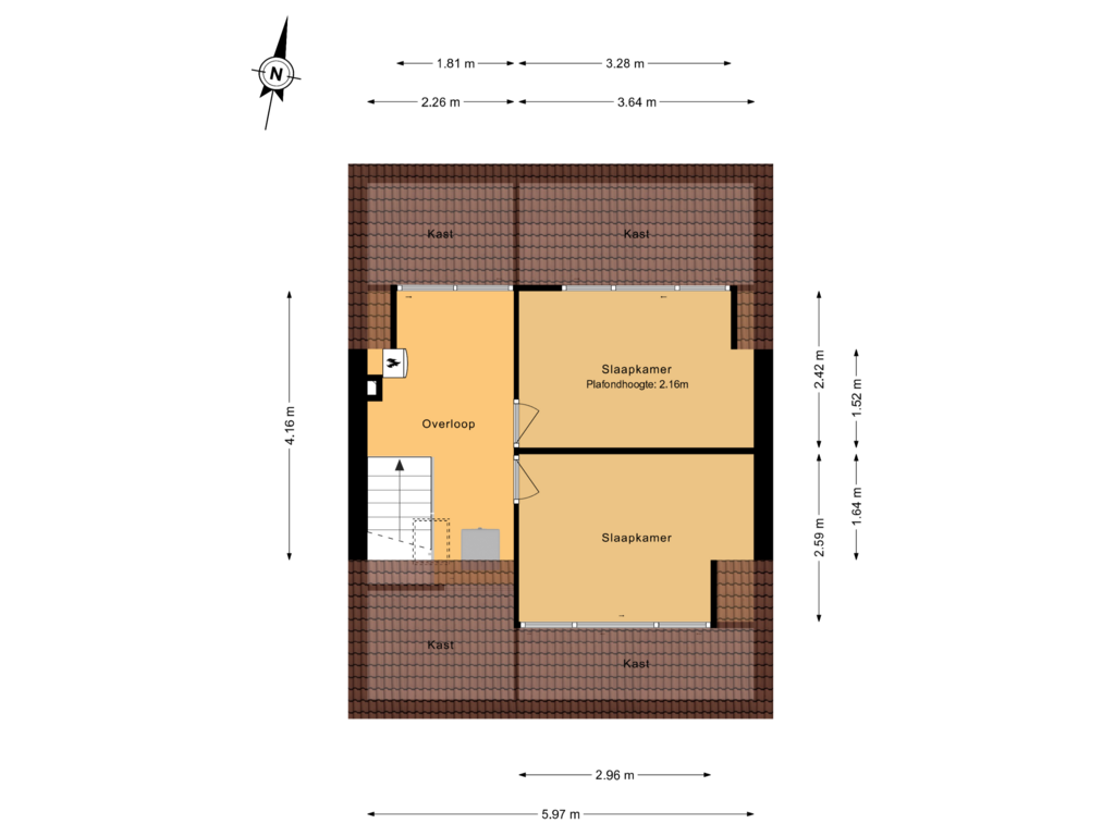 Bekijk plattegrond van 2e verdieping van Abeelstraat 23