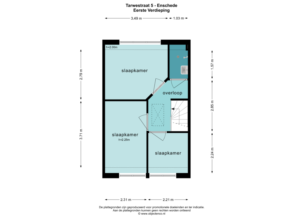 View floorplan of EERSTE VERDIEPING of Tarwestraat 5