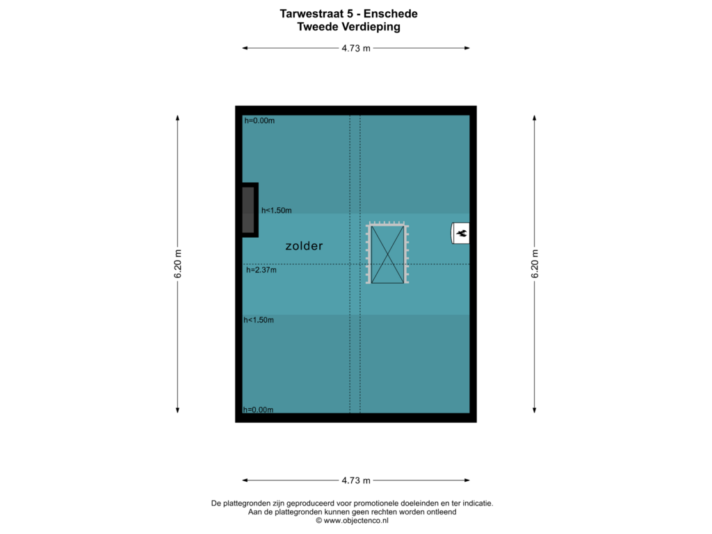 View floorplan of TWEEDE VERDIEPING of Tarwestraat 5