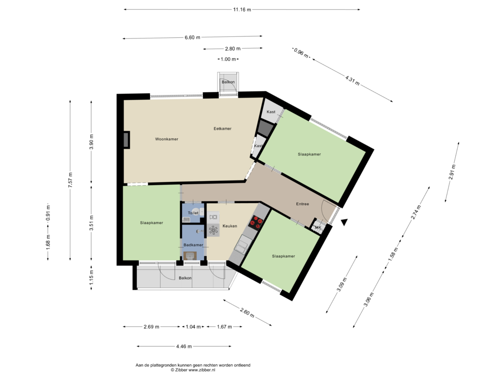 Bekijk plattegrond van Appartement van Looierstraat 23-2