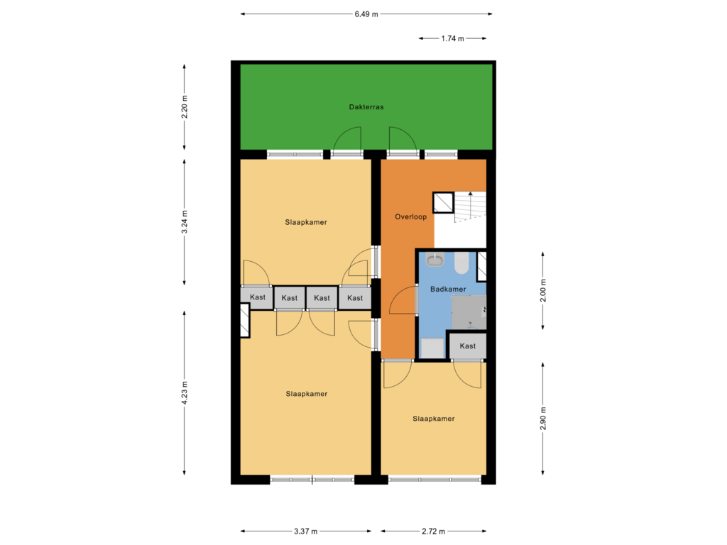 View floorplan of vierde verdieping of Schieweg 55-C