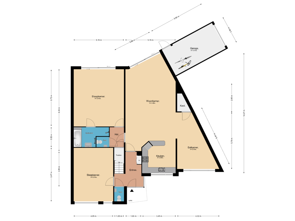 View floorplan of Beganegrond of Macharijspad 1