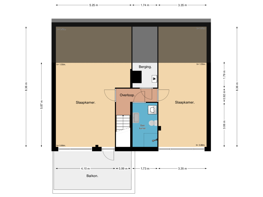 View floorplan of 1e Verdieping of Macharijspad 1