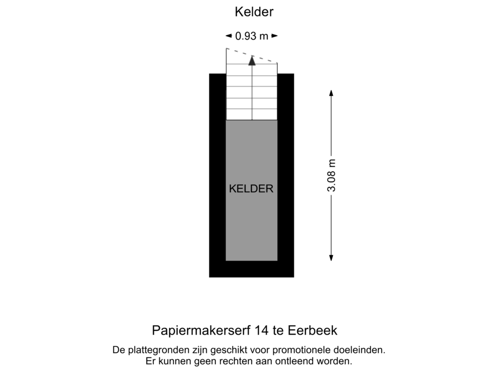 View floorplan of Kelder of Papiermakerserf 14