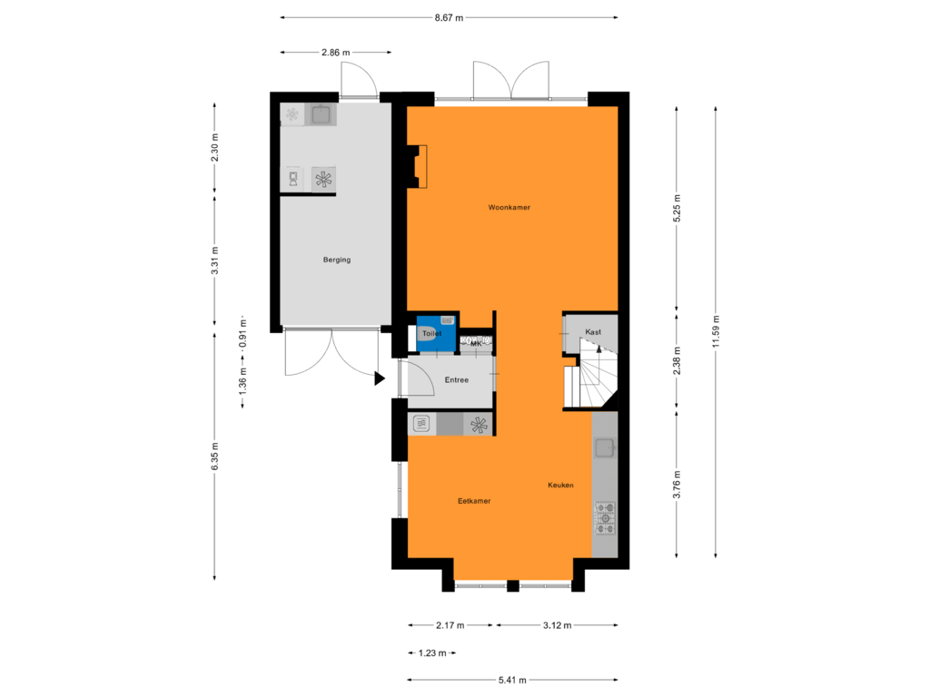 View floorplan of Begane Grond of Donjon 20