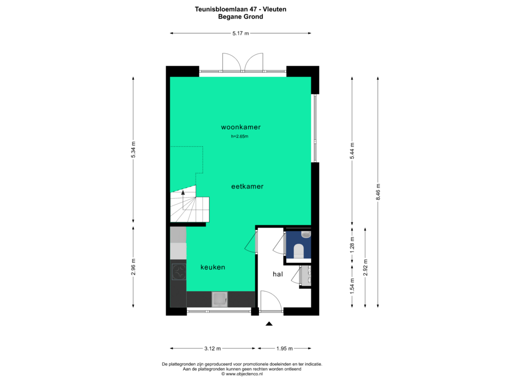 View floorplan of BEGANE GROND of Teunisbloemlaan 47