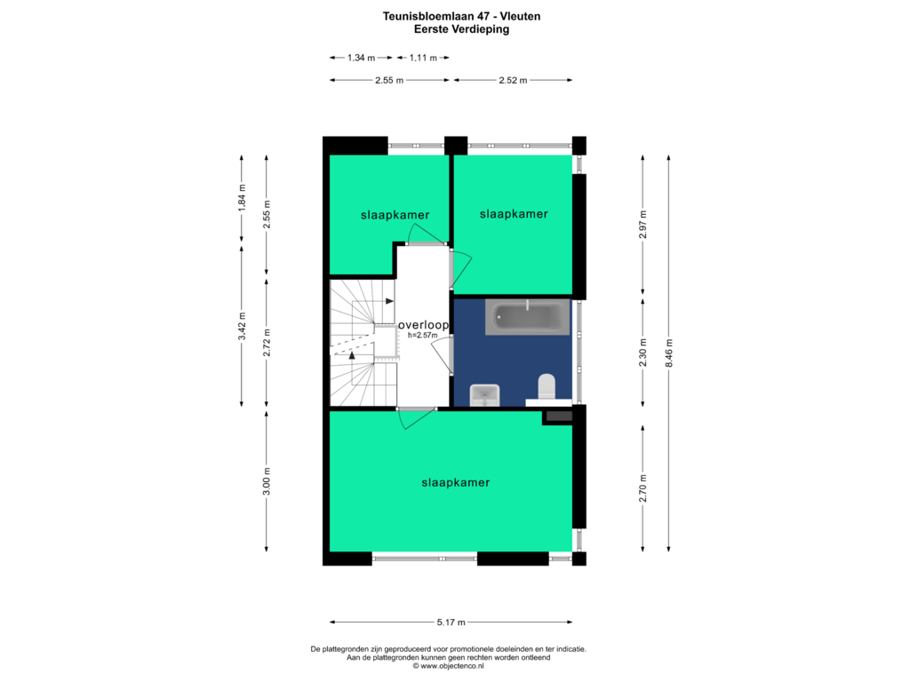 View floorplan of EERSTE VERDIEPING of Teunisbloemlaan 47