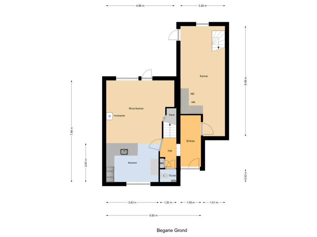 Bekijk plattegrond van Begane Grond van De Snit 7