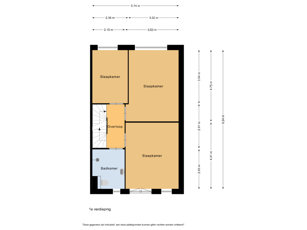 View floorplan of 1e verdieping of Waterbies 79