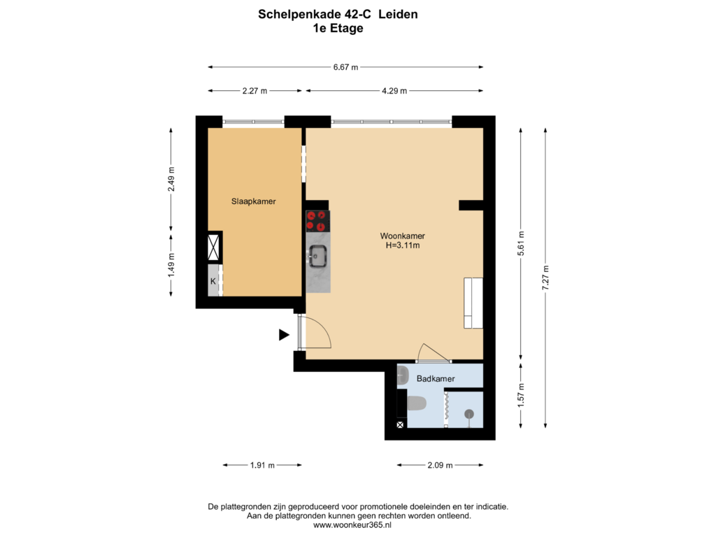 Bekijk plattegrond van 1e Etage van Schelpenkade 42-C