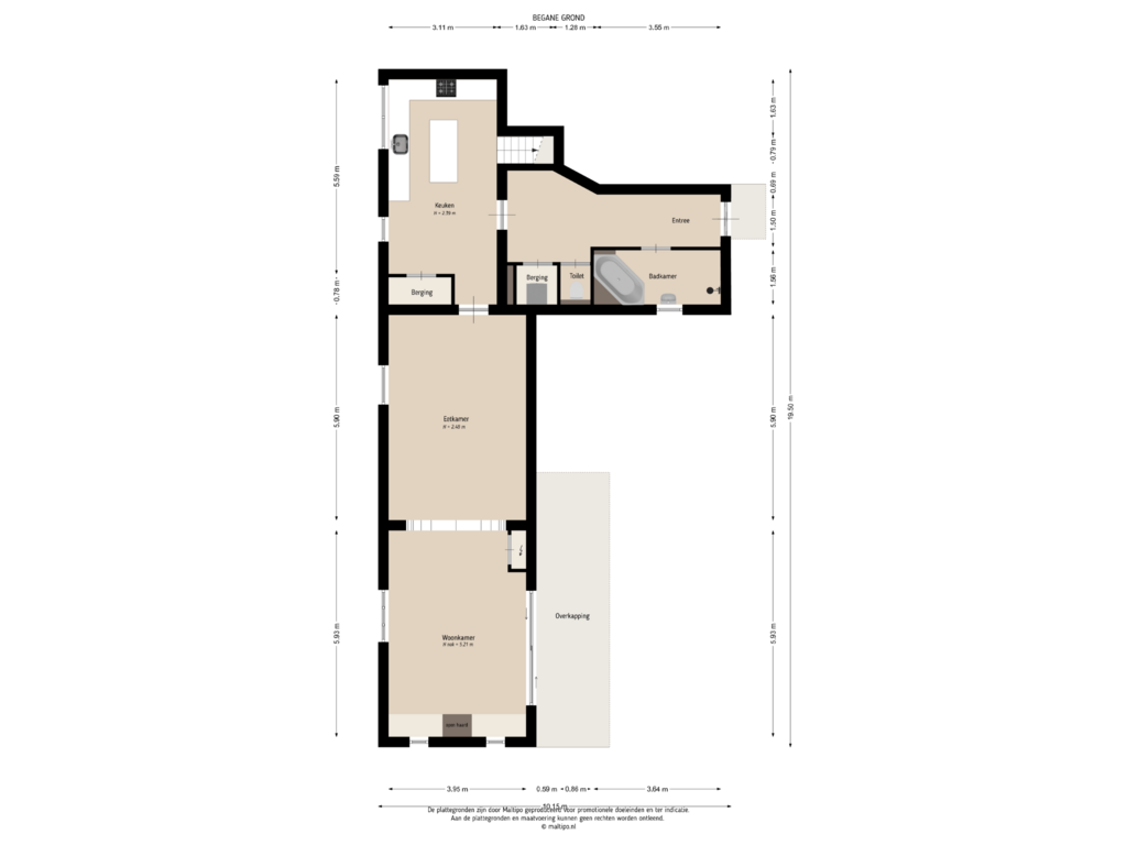 View floorplan of Begane grond of Witboomstraat 42