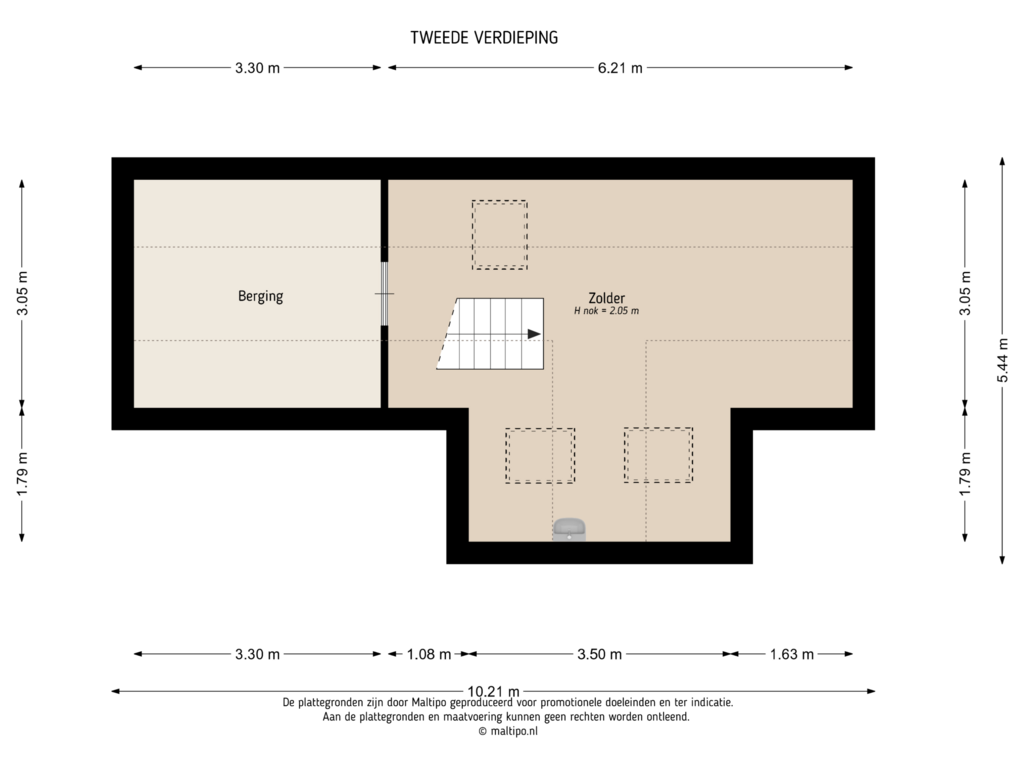 View floorplan of Tweede verdieping of Witboomstraat 42