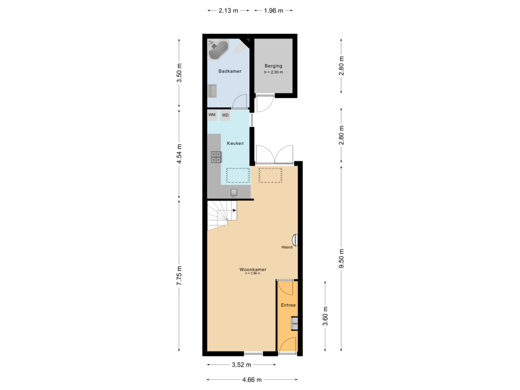 View floorplan of Begane grond of Cornelis Evertsenstraat 3