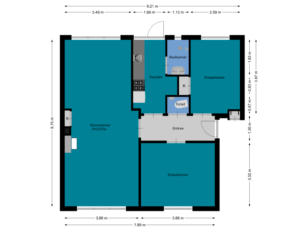 Bekijk plattegrond van Appartement van Stephensonlaan 25