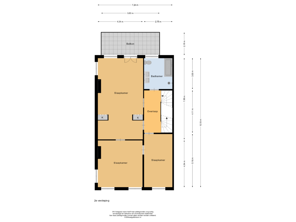 View floorplan of 2e verdieping of Frans Halsplein 10