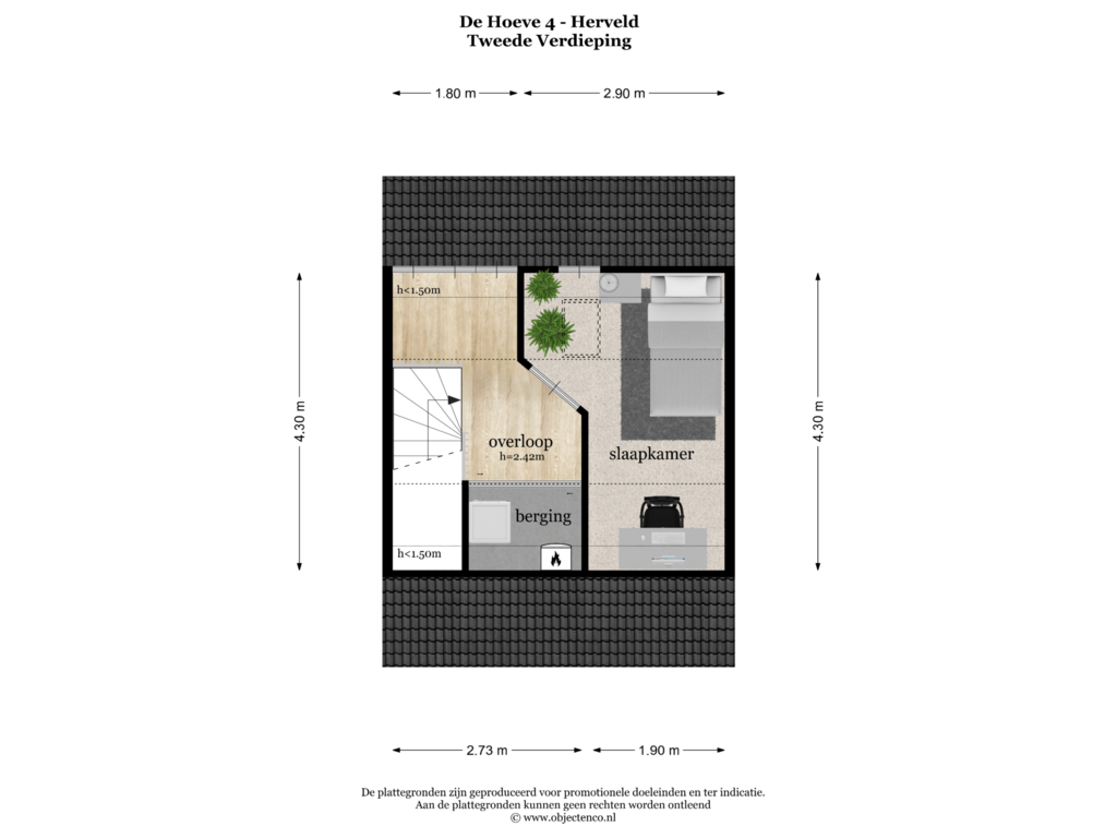 View floorplan of TWEEDE VERDIEPING of De Hoeve 4