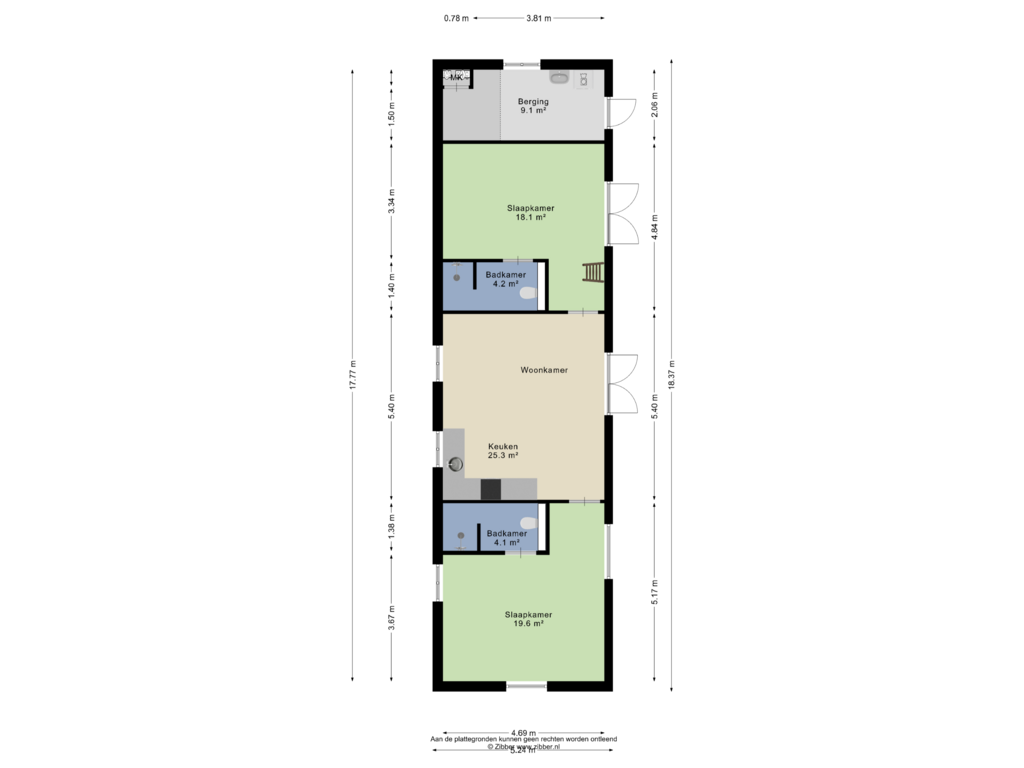 Bekijk plattegrond van Begane Grond van Achterdijk 2-B