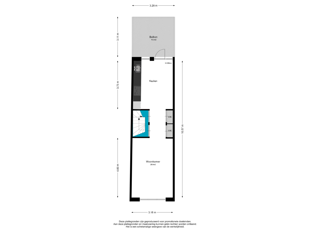 Bekijk plattegrond van 1e Verdieping van Gasthuisstraat 3