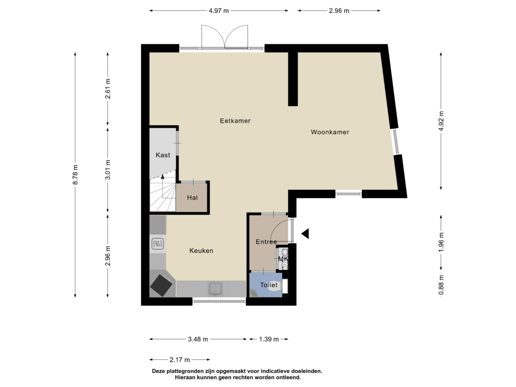 Bekijk plattegrond van Begane grond van Klavierstraat 44